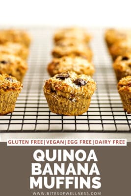 Quinoa banana muffins cooling on a wire cooling rack.