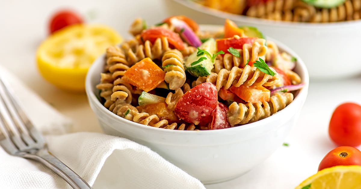 Hummus Pasta Salad Simple, Easy and So Flavorful Bites of Wellness