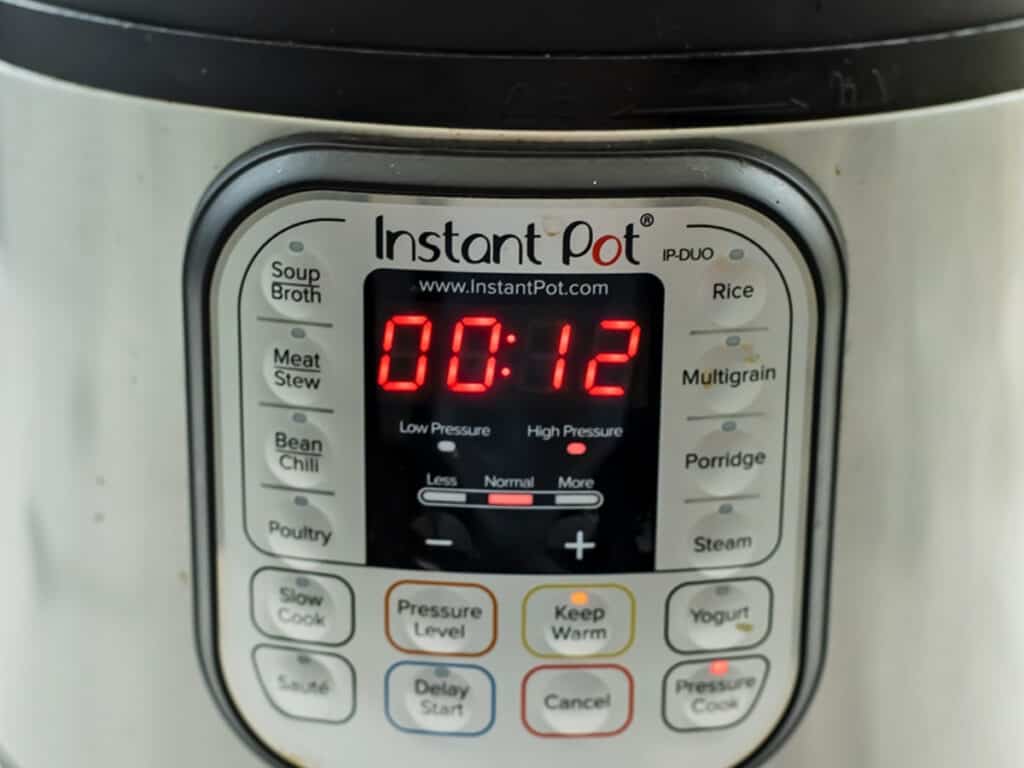 Instant pot with 12 minute cook time.
