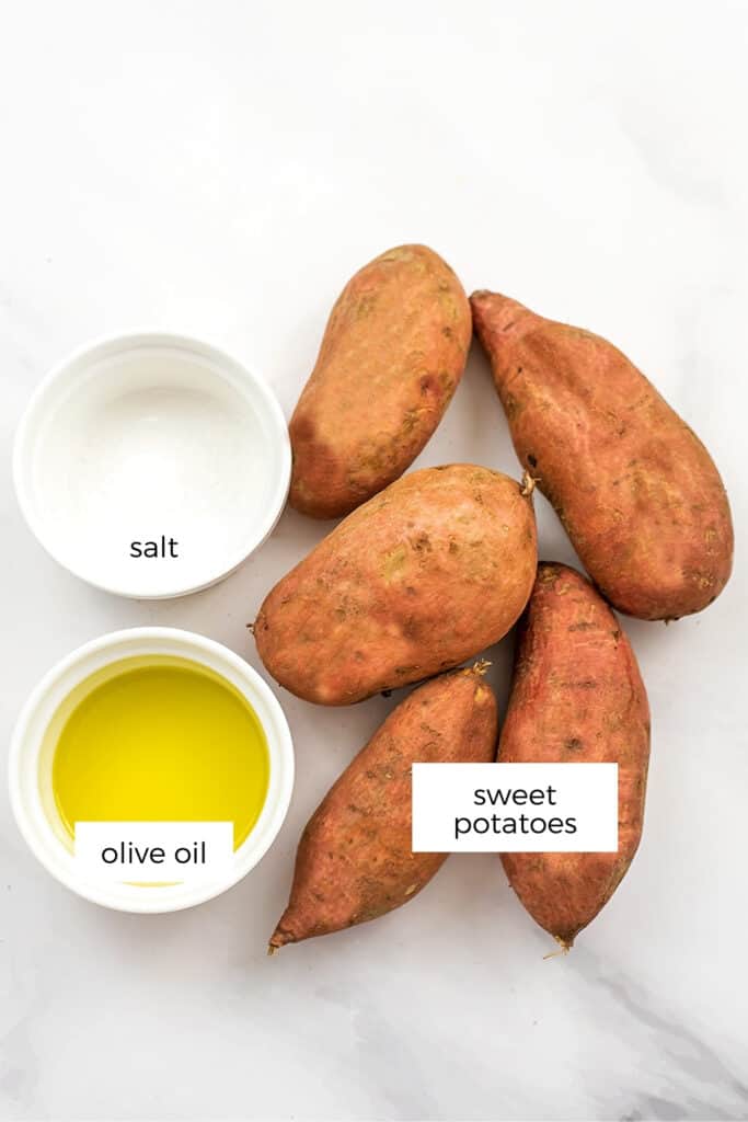 Ingredients to make air fryer sweet potato cubes