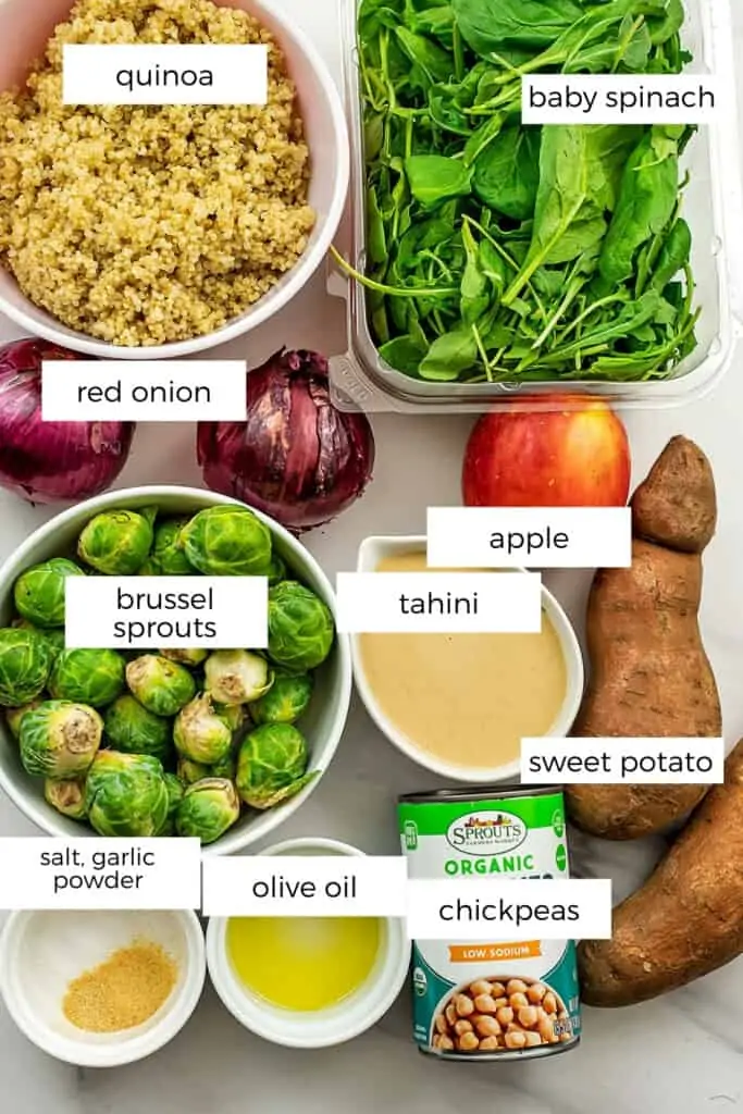 Ingredients to make a fall quinoa salad