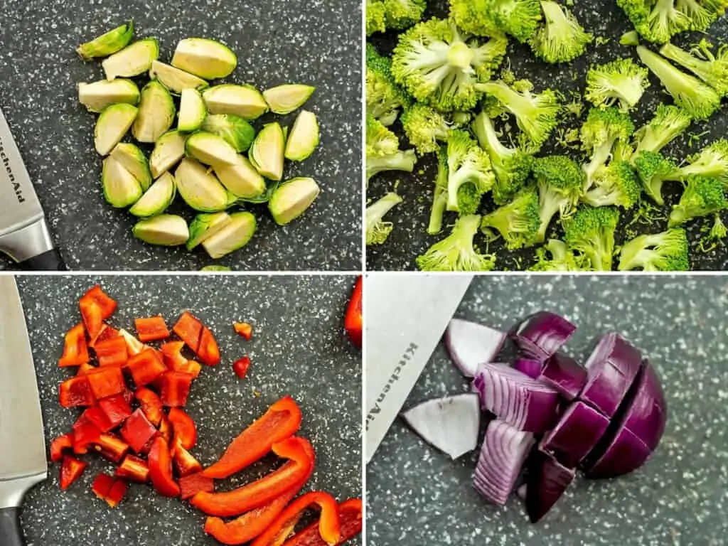 How to chop veggies for pasta salad.