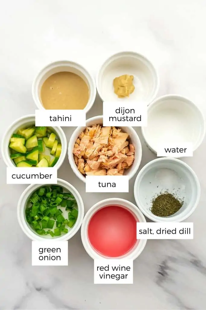 Ingredients to make low FODMAP tuna salad.