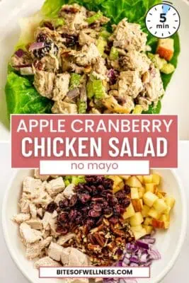 Apple pecan chicken salad on lettuce wrap.