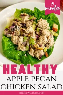 Apple pecan chicken salad on lettuce wrap.