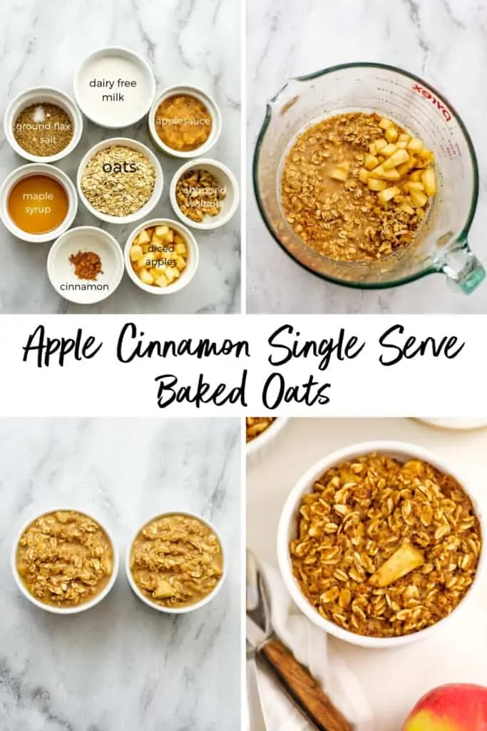 Steps on how to make apple cinnamon baked oats for one.