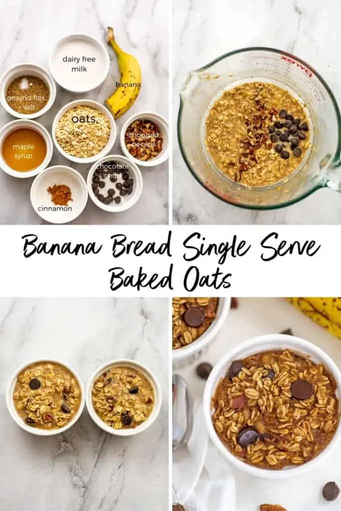 Steps on how to make banana bread baked oats for one.