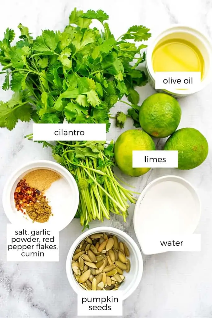 Ingredients to make whole30 cilantro lime dressing