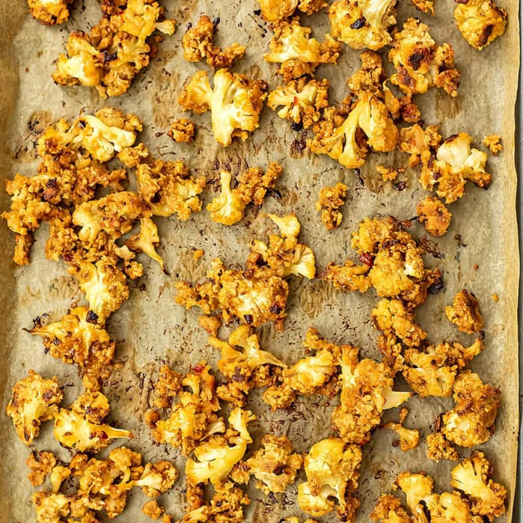 Orange cauliflower after baking.