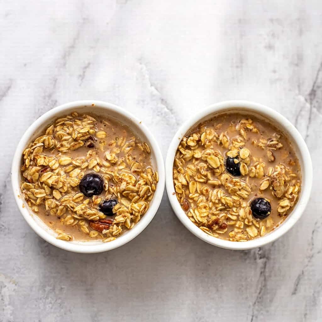 Single serve oatmeal before baking.
