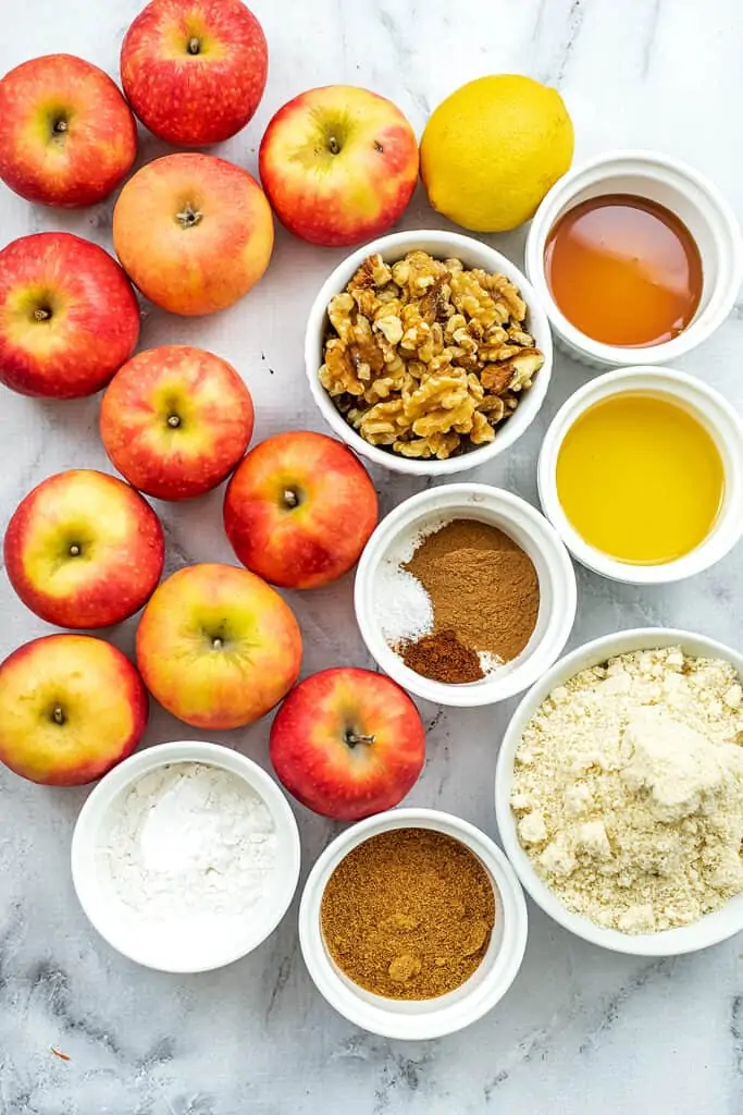 Ingredients to make gluten free apple crumble.