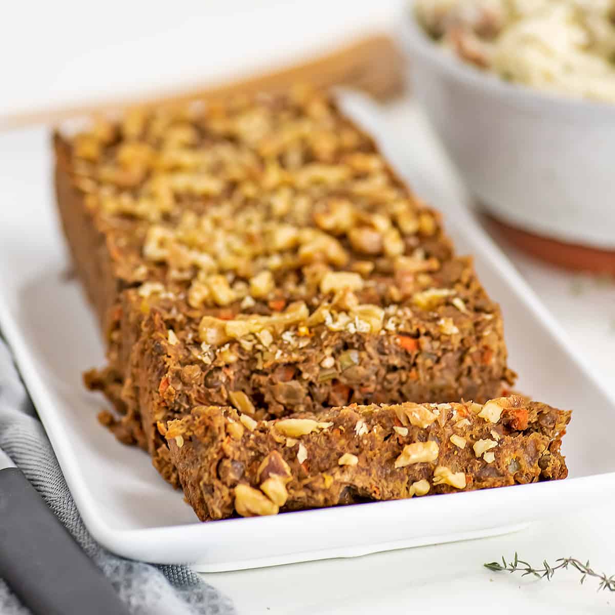 Vegan Walnut Lentil Loaf - Vegan Meatloaf Recipe | Bites of Wellness