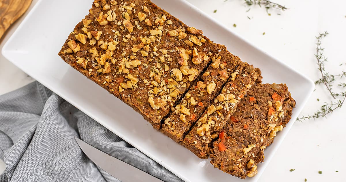 Vegan Walnut Lentil Loaf - Vegan Meatloaf Recipe | Bites of Wellness