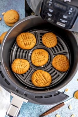 Vegan peanut butter cookies in the air fryer.