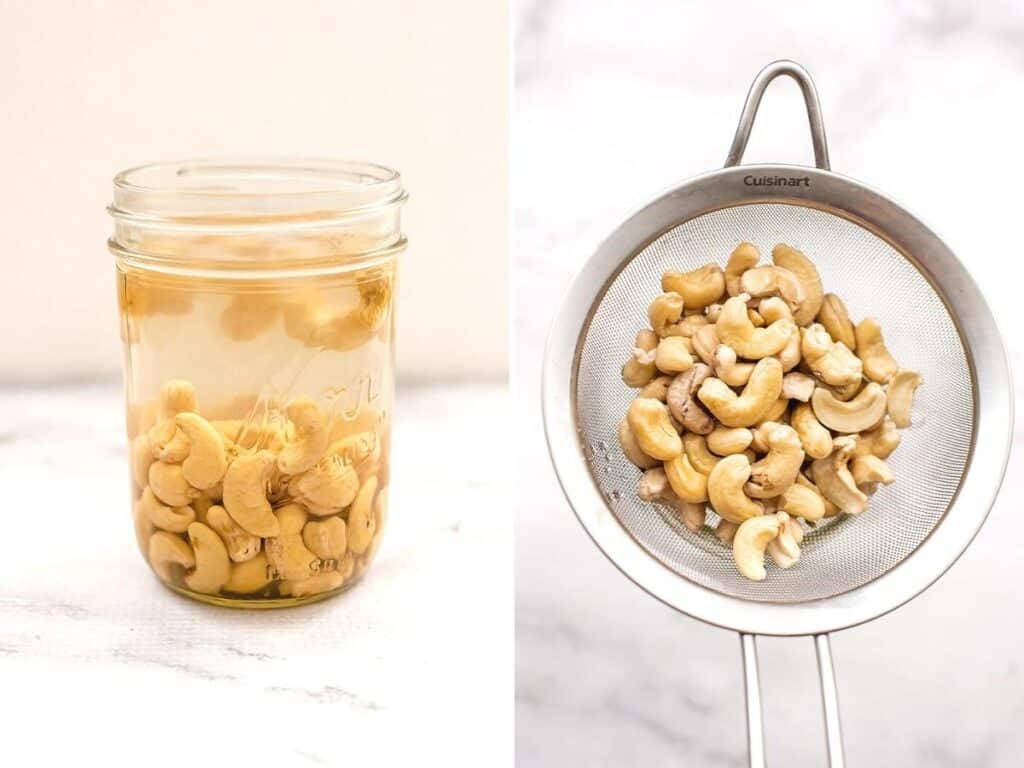 Steps on how to make soaked cashews.