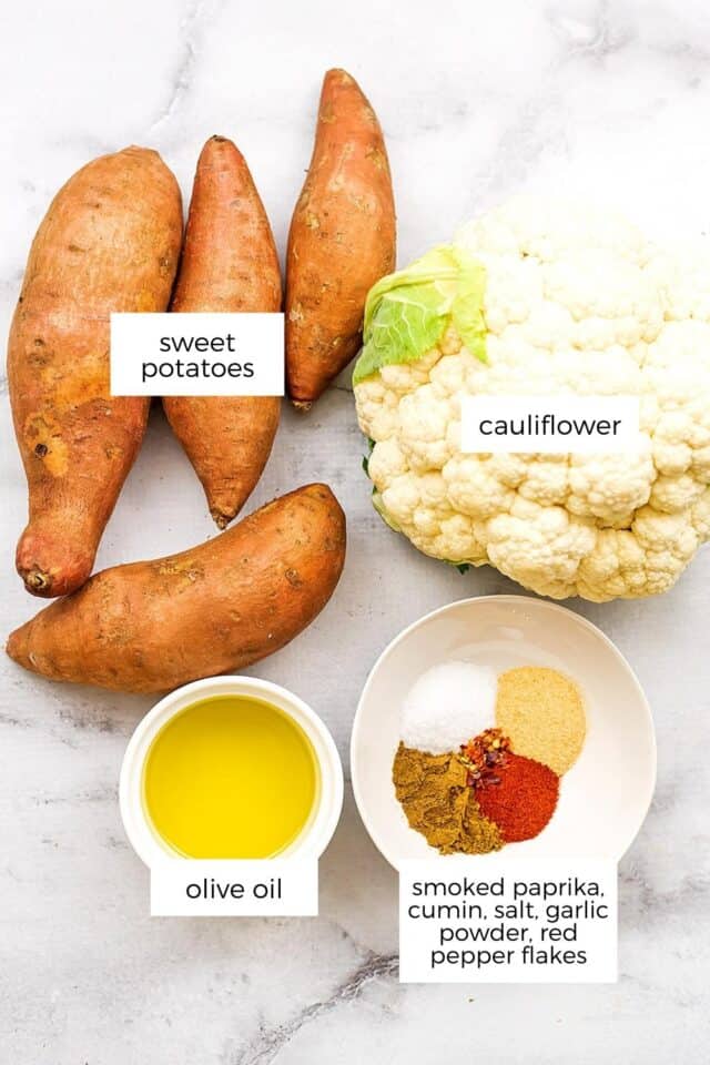 Simple Roasted Cauliflower and Sweet Potatoes | Bites of Wellness