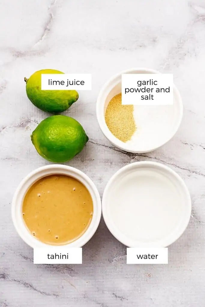 ingredients to make tahini lime dressing.