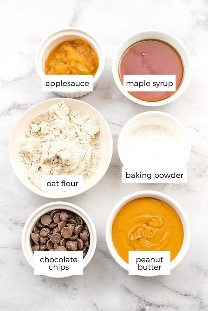Ingredients ot make vegan peanut butter chocolate chip cookies.