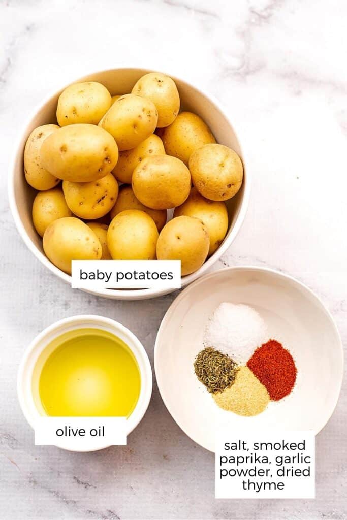 Ingredients to make air fryer baby potatoes.