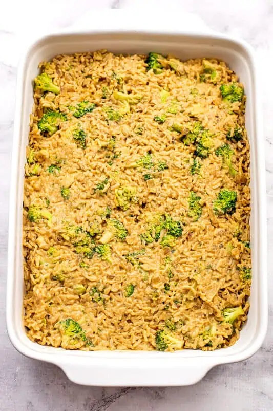 Dairy free broccoli casserole after baking.