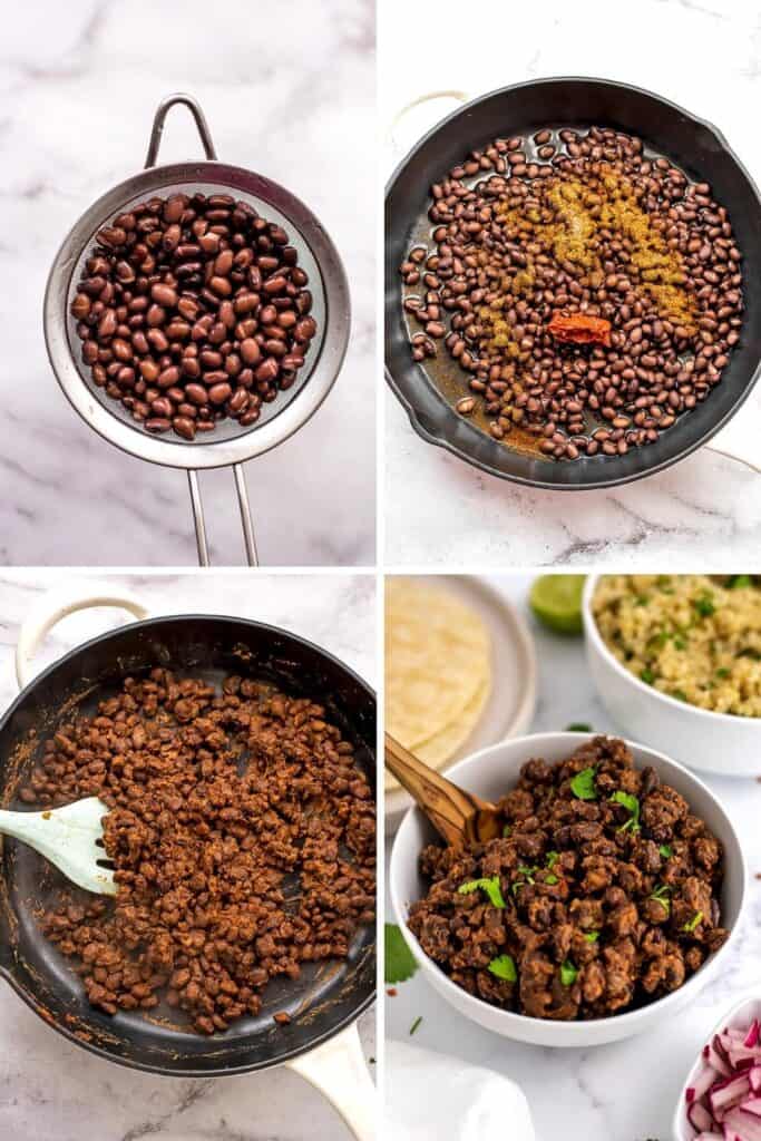 Steps on how to make Mexican black beans.