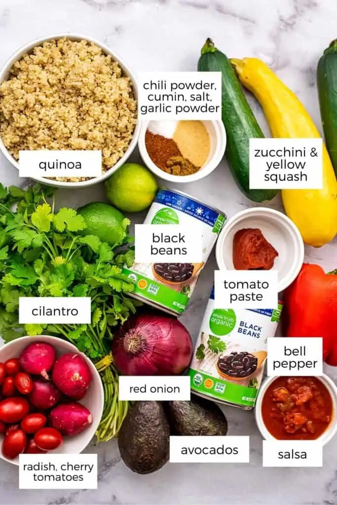Ingredients to make Mexican buddha bowl