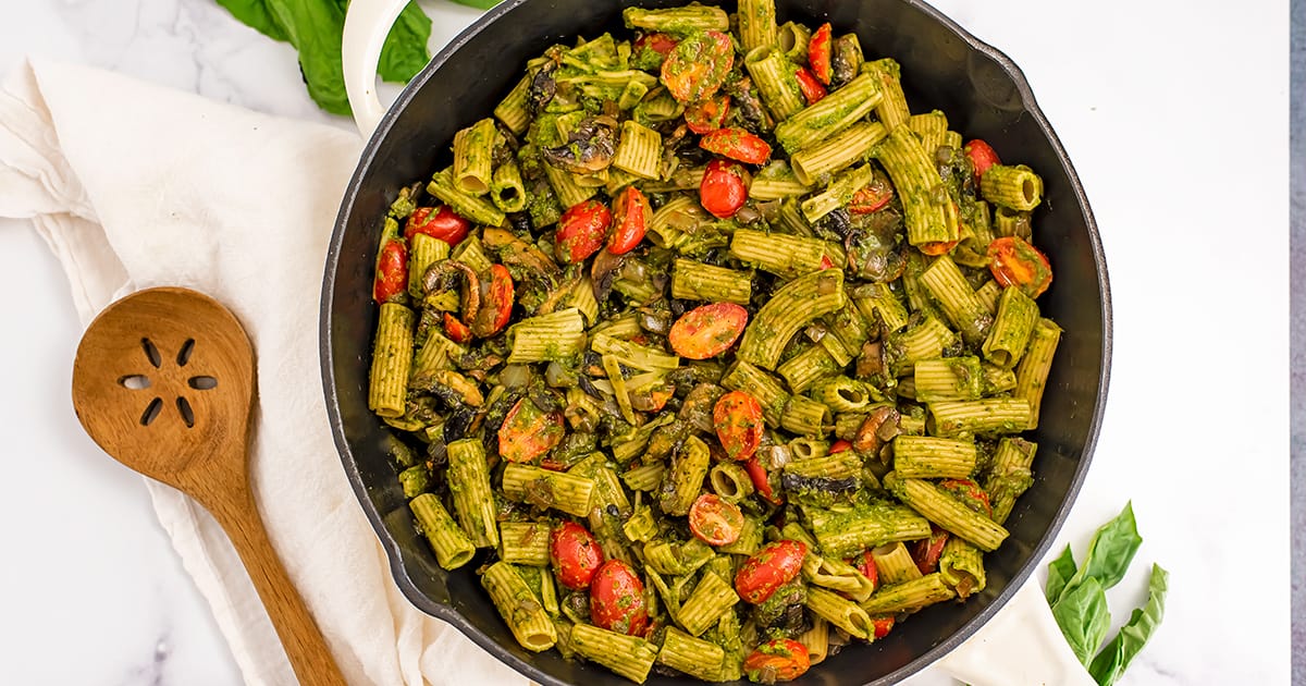 Pesto Mushroom Pasta Quick & Easy 20 Minute Meal Bites of Wellness