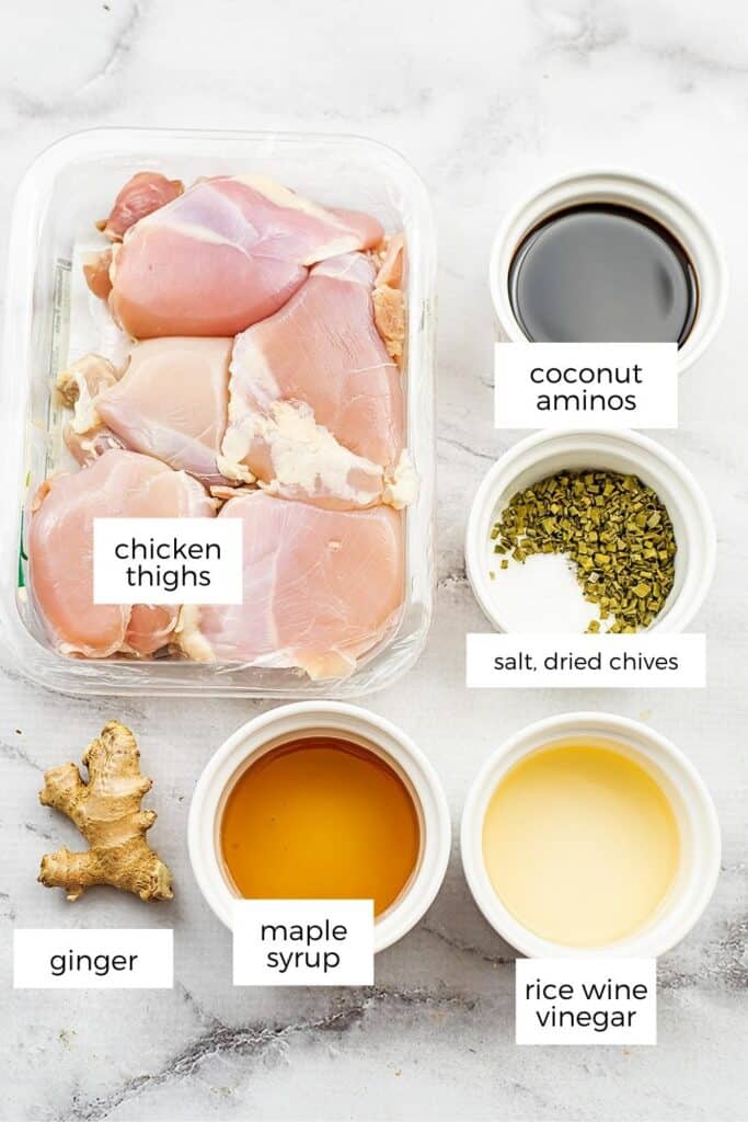 Ingredients to make air fryer teriyaki chicken.