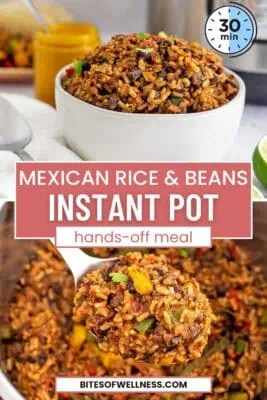 Large spoonful of Instant Pot Mexican rice and beans.