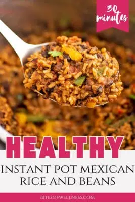 Large spoonful of Instant Pot Mexican rice and beans.