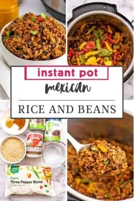 Large spoonful of Instant Pot Mexican rice and beans.