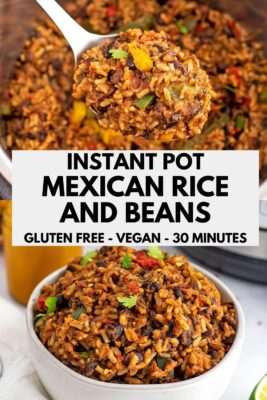 Instant pot filled with Mexican rice and beans.