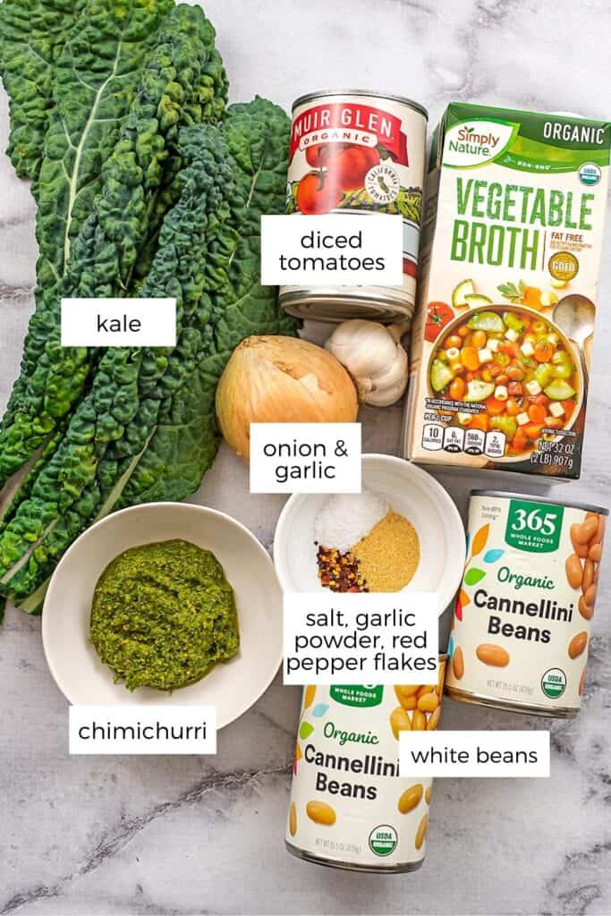 Ingredients to make spicy white bean stew.