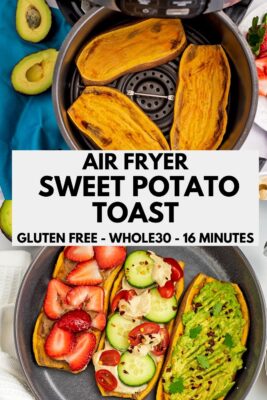 Sweet potato toast in air fryer basket.