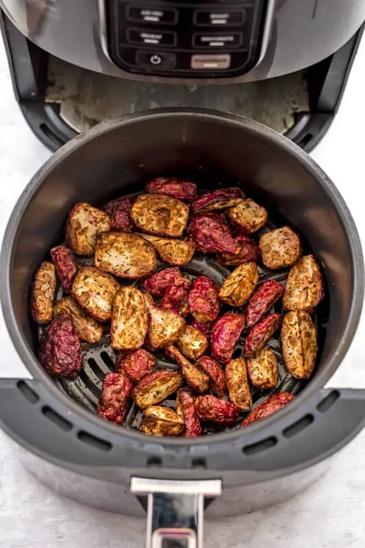 Air fryer radishes after being done cooking.