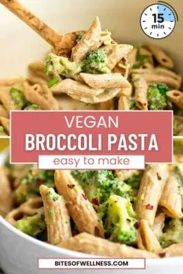 Bowl filled with dairy free broccoli pasta