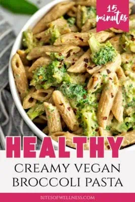 Bowl filled with dairy free broccoli pasta