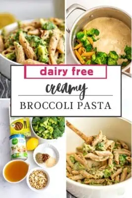Bowl filled with dairy free broccoli pasta