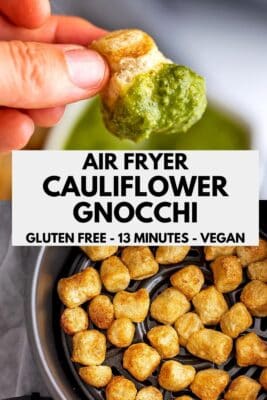 Pesto dipped cauliflower gnocchi.