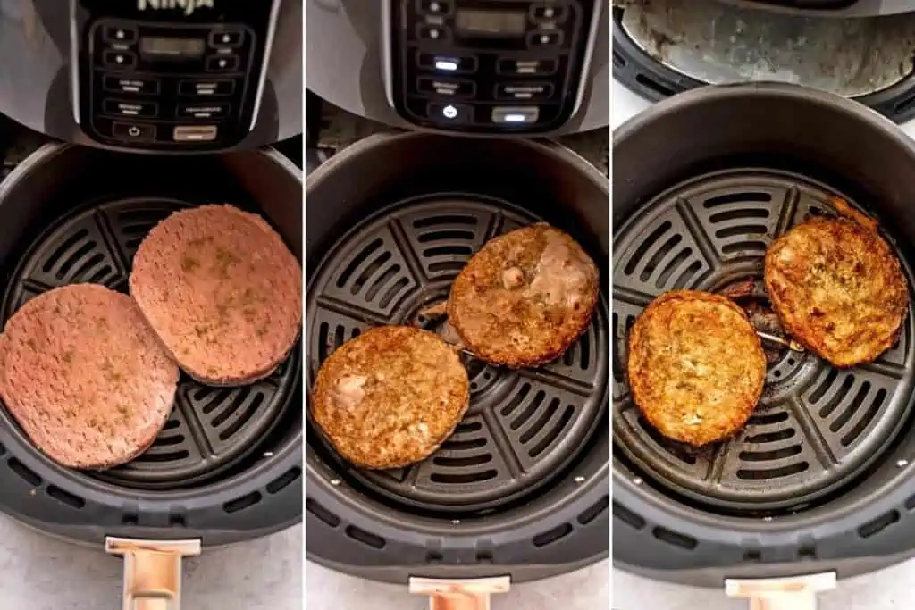 Steps on how to make frozen turkey burgers in the air fryer.