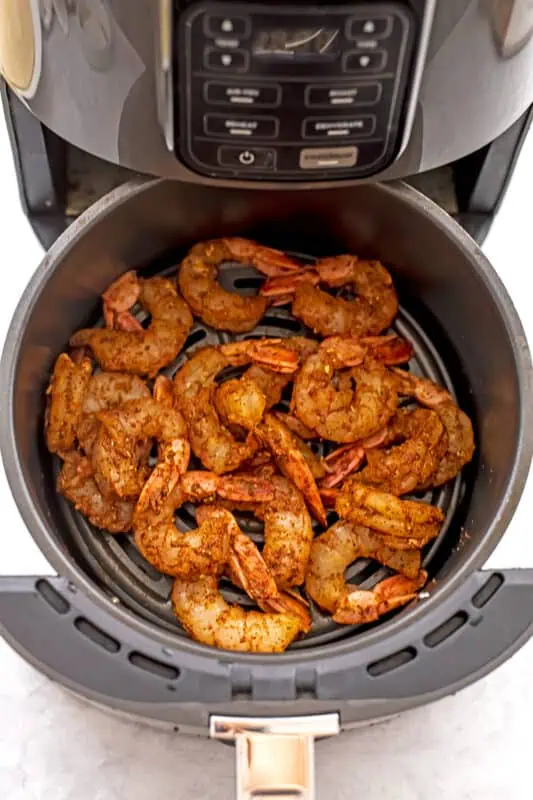 Taco seasoned shrimp in air fryer before cooking
