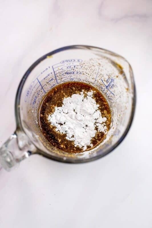 Arrowroot powder added to teriyaki sauce to make the glaze.
