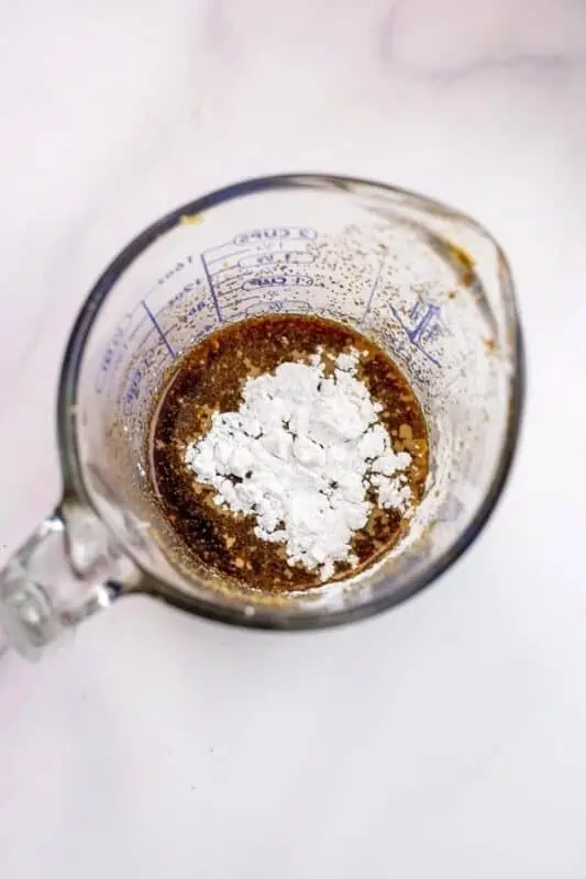 Arrowroot powder added to teriyaki sauce to make the glaze.