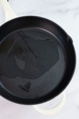 avocado oil in cast iron skillet.