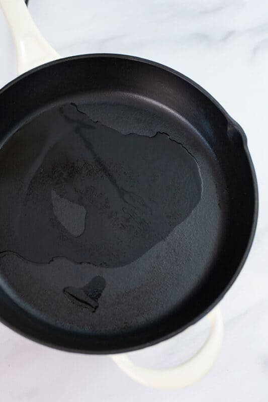 avocado oil in cast iron skillet.