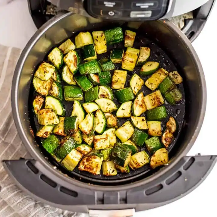 Roasted zucchini in the air fryer.