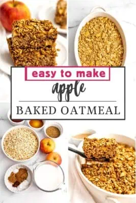 Apple baked oatmeal in casserole dish.