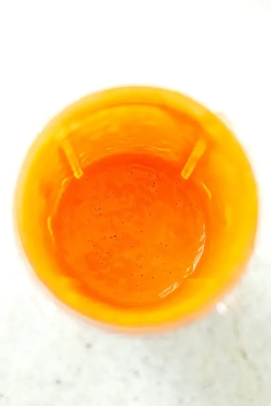 Roasted red pepper sauce after blending in blender.
