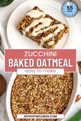 Large casserole dish filled with zucchini baked oats