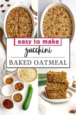 Large casserole dish filled with zucchini baked oats